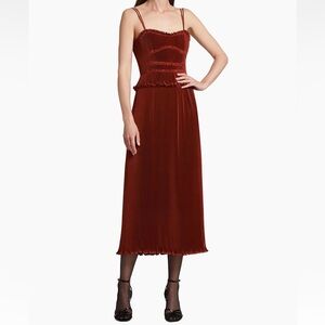 Derek Lam Brisha Pleated Cami Dress- Terracotta